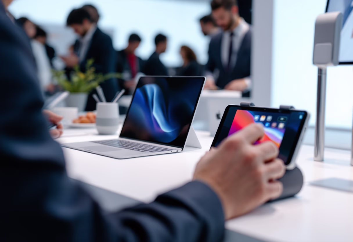 image of tech conference scene for a tech gadgets store